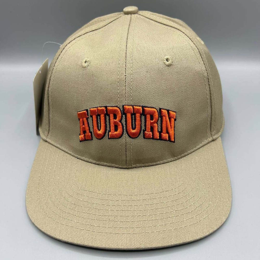 Vintage‎ Auburn Tigers Hat Beige Blue Embroidered NCAA Snap Back Cap Cotton New